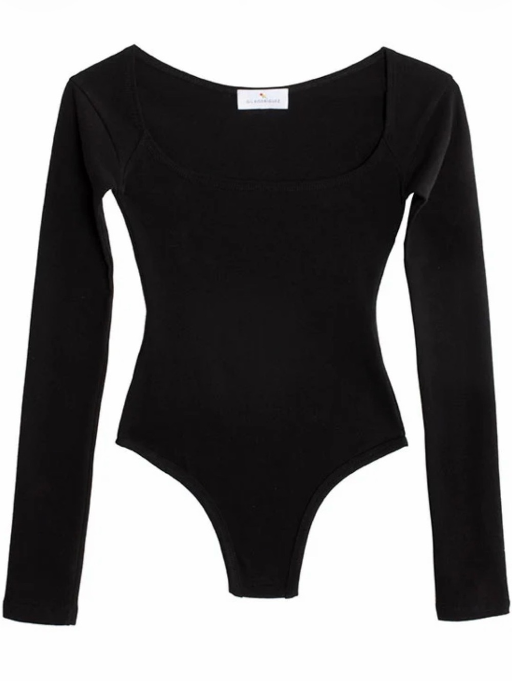 el tigre Long Sleeve Square Neck Bodysuit - Black